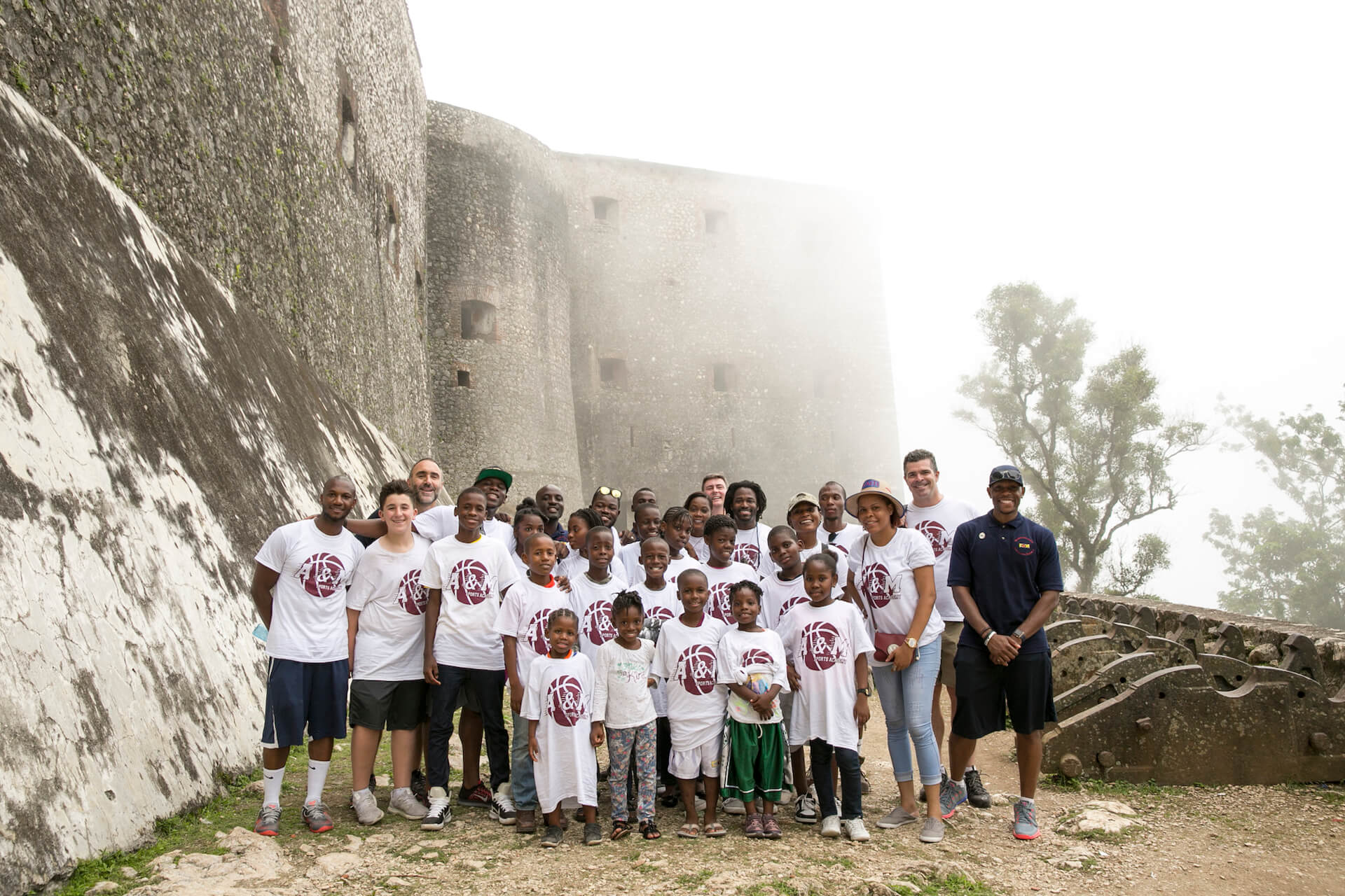 Our team and students on the base of The Citadelle. Once we arrived to Nord, Haiti, we had to walk up the mountain for about an hour to get to the actual fortress.